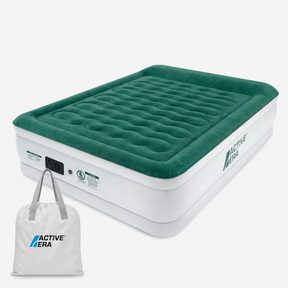 King Size Comfort Plus Air Bed with Built-In Electric Pump – Green/White
