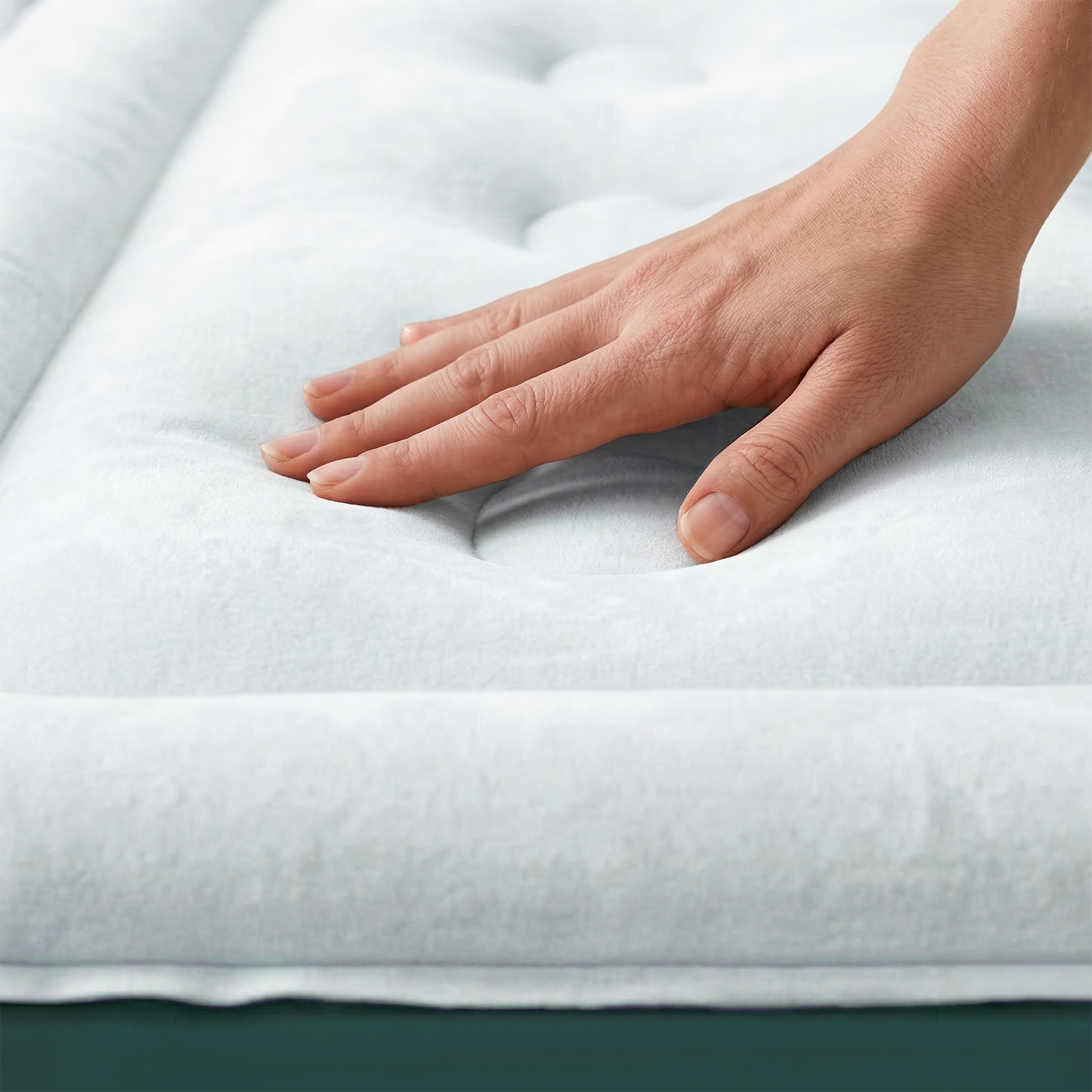 King Size Comfort Air Bed with Built-In Electric Pump – Green/White