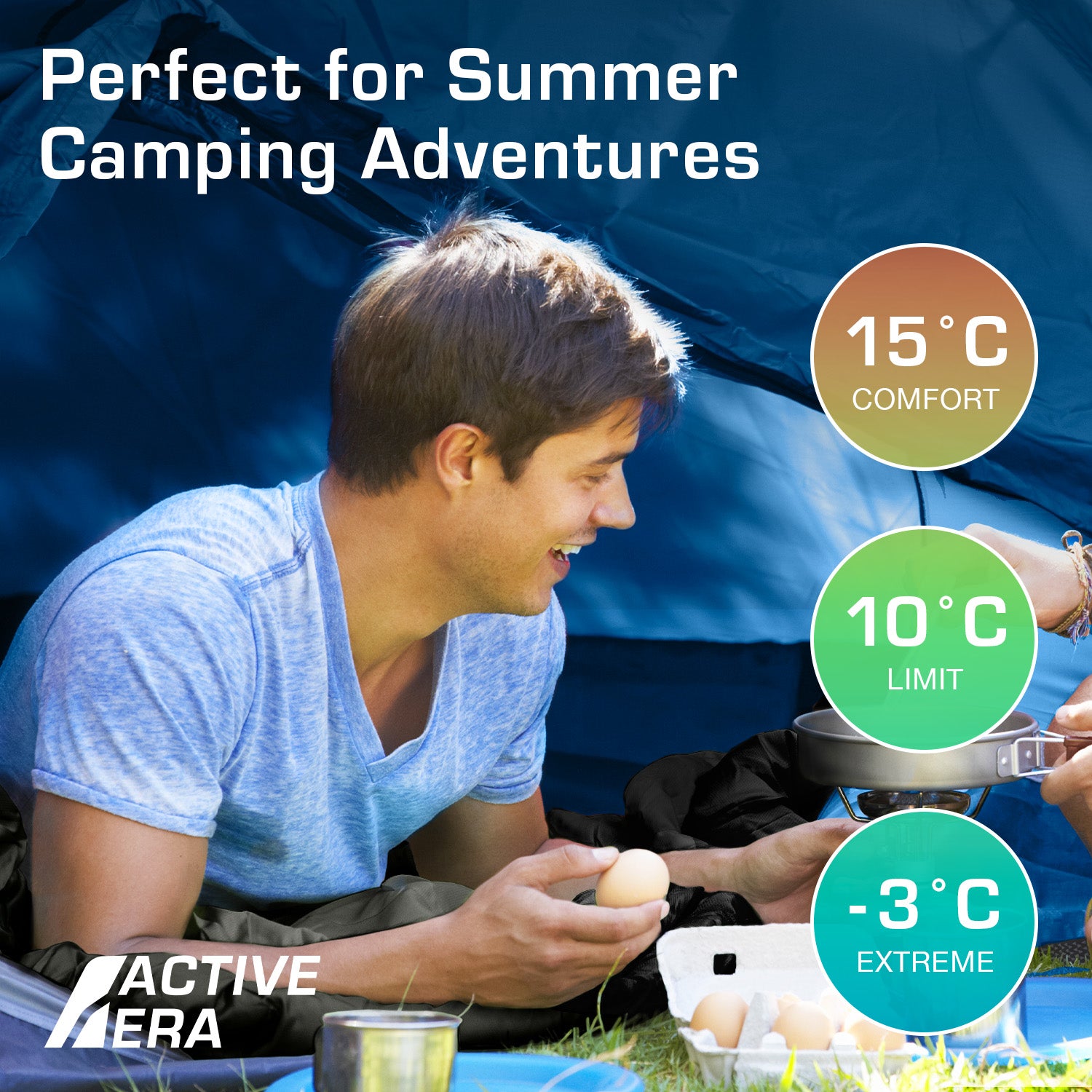 Lightweight Summer Sleeping Bag – 200GSM Compact Envelope Design - 2 Seasons - Black