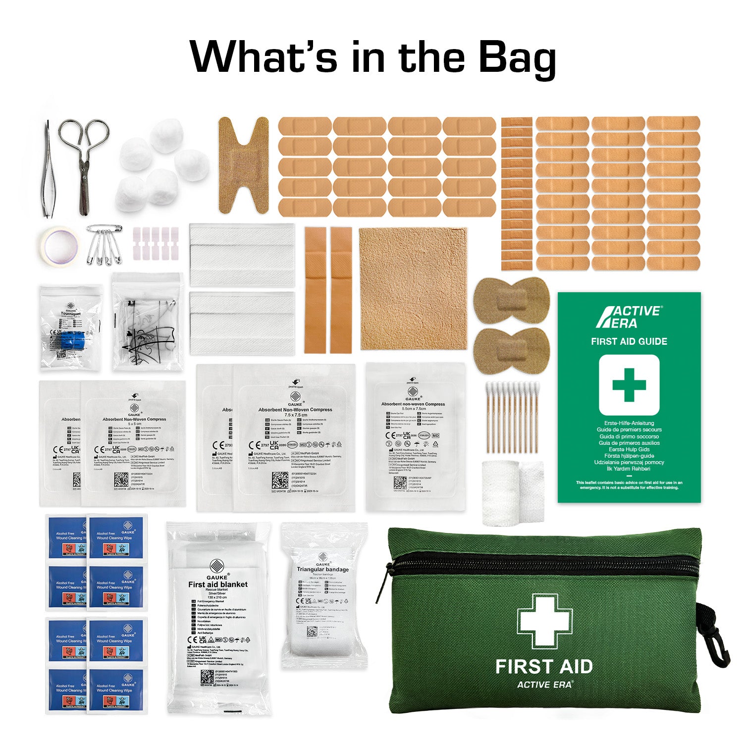 120 Piece Premium First Aid Kit Bag – Green