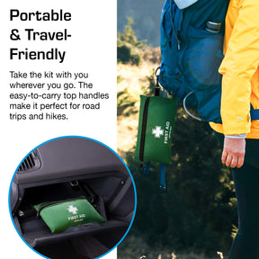 120 Piece Premium First Aid Kit Bag – Green