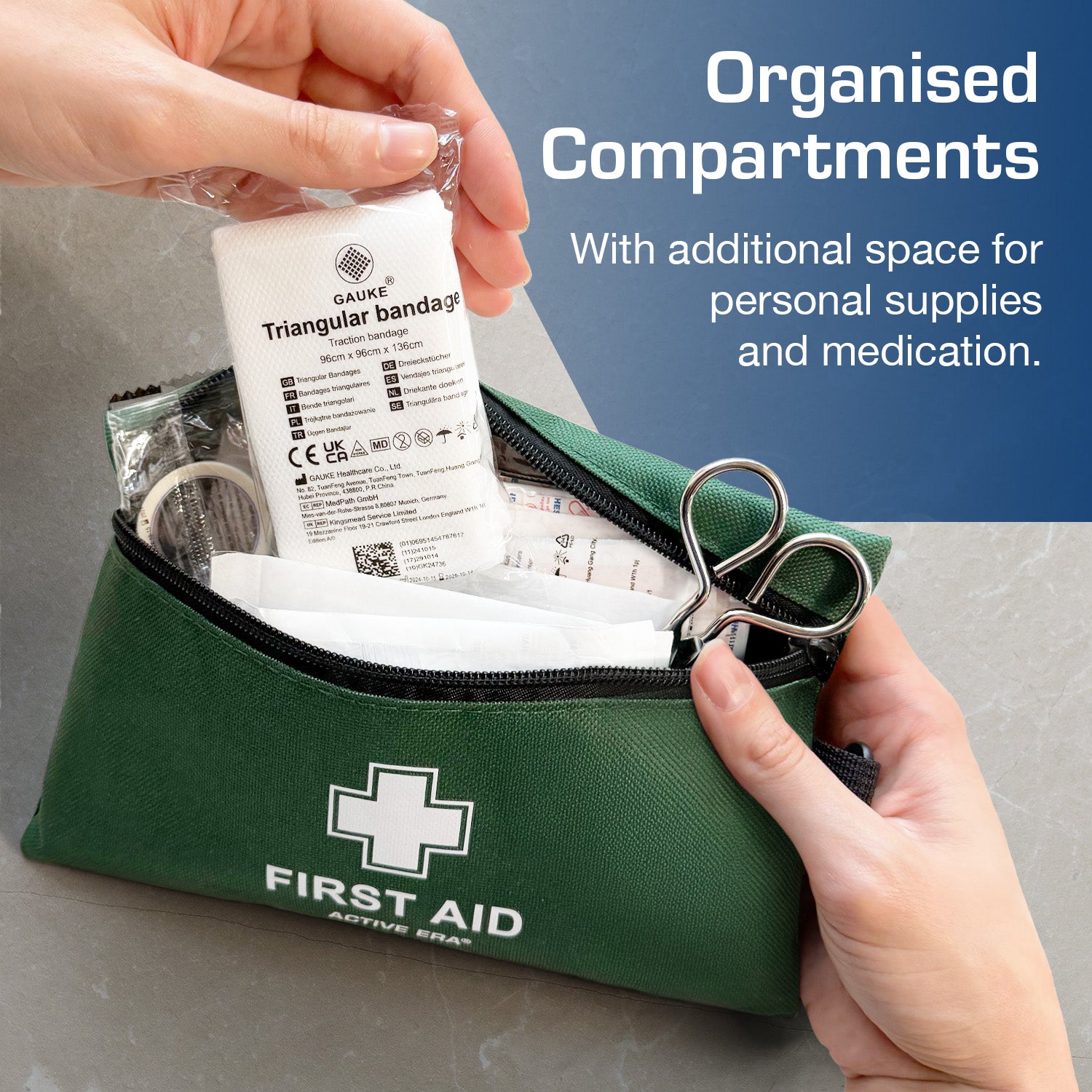 120 Piece Premium First Aid Kit Bag – Green