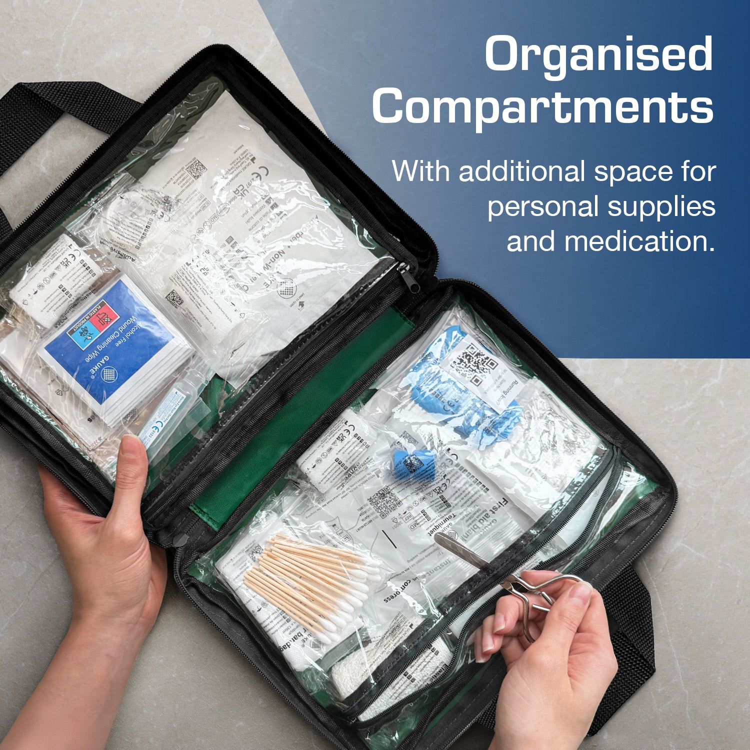 320 Piece Premium First Aid Kit Bag – Green
