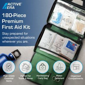 180 Piece Premium First Aid Kit Bag – Green