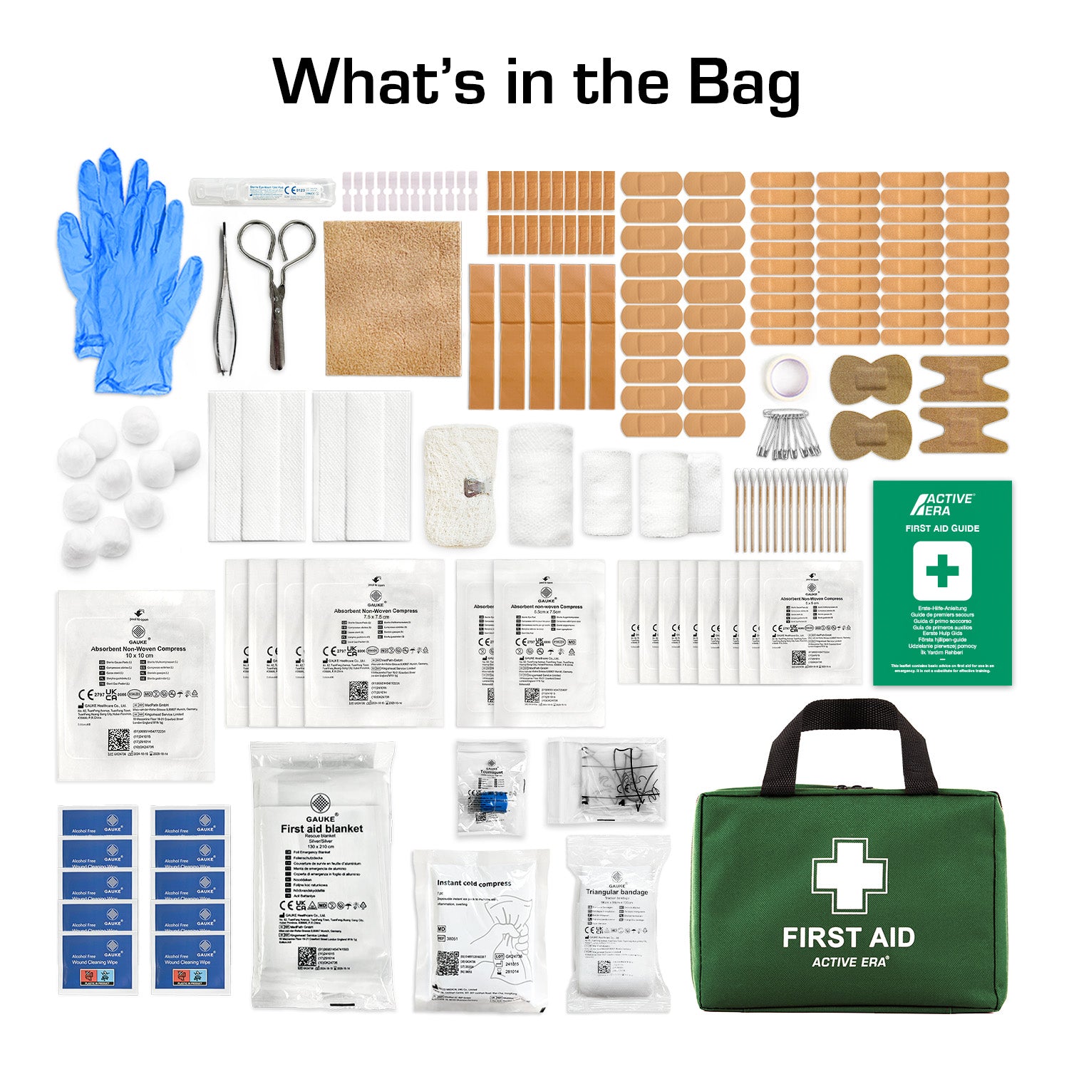 180 Piece Premium First Aid Kit Bag – Green