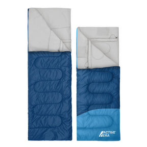 3 Season Double Sleeping Bag – 250GSM with Pillows & Convertible Design - Blue