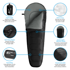 Ultra-Light Mummy Sleeping Bag – 150GSM for Summer Camping & Indoor Use - 2 Seasons