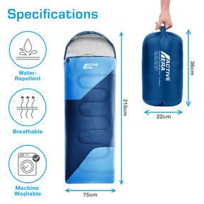 Premium Lightweight Waterproof Sleeping Bag – Compact 250GSM for Mild Weather - Blue