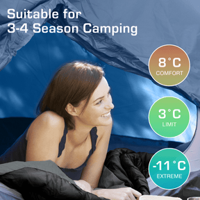 Premium Lightweight Waterproof Sleeping Bag – Compact 250GSM for Mild Weather - Black