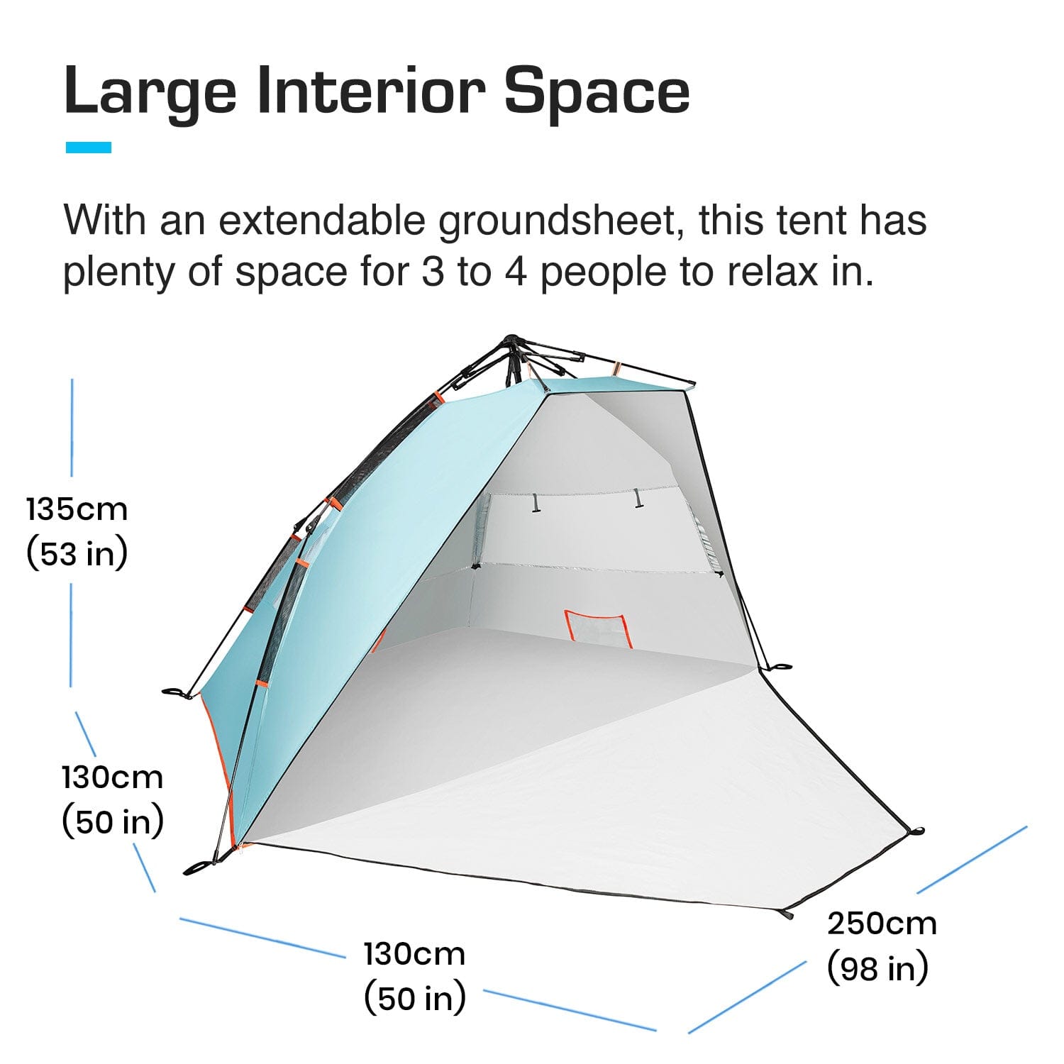 3-4 Person Luxury Beach Tent with UPF 50+ Rated Sun Protection