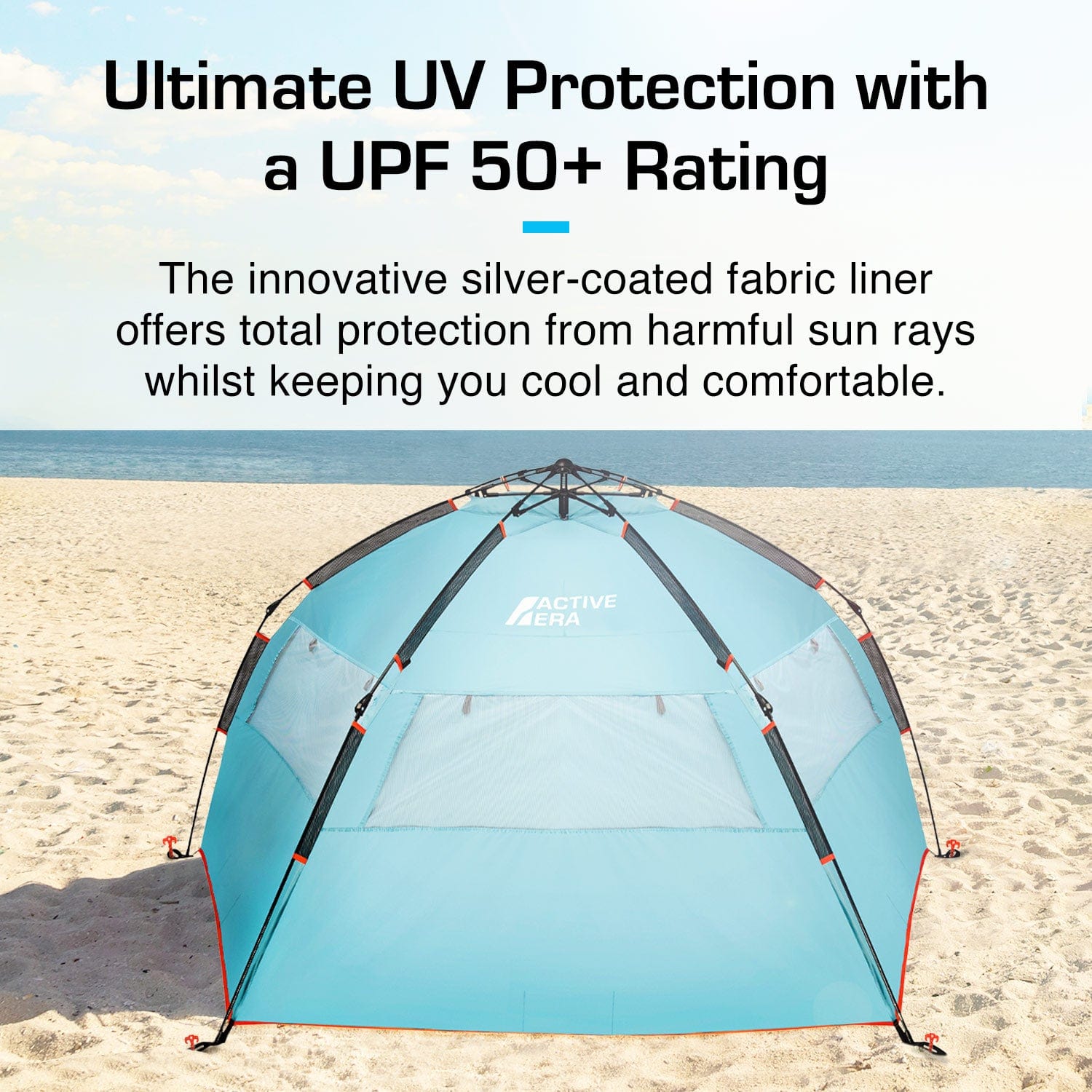 3-4 Person Luxury Beach Tent with UPF 50+ Rated Sun Protection