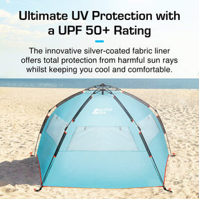 3-4 Person Luxury Beach Tent with UPF 50+ Rated Sun Protection
